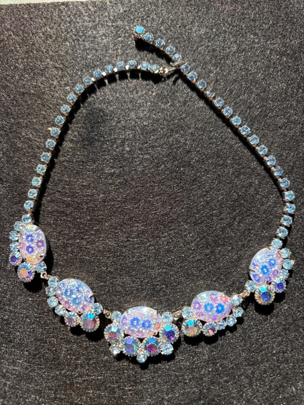 Vintage Vendome Starburst Aurora Borealis Crystal Statement Necklace